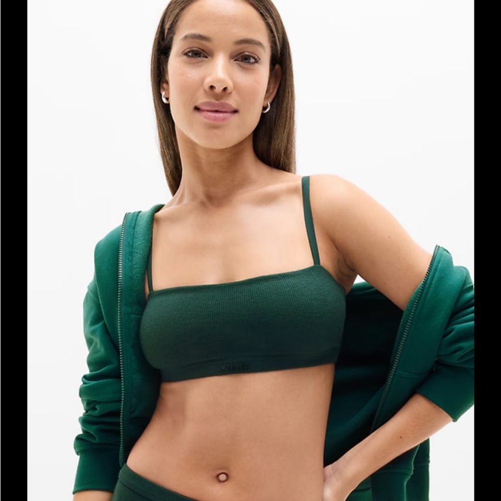 NWT Athleta Tranquil Waffle Bralette in Forest Green